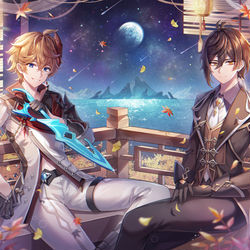 This is a pixiv picture whose title is タルタリヤと鍾離先生.