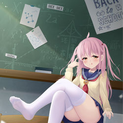 This is a pixiv picture whose title is 坐在讲台翘脚.