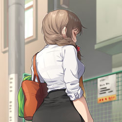 This is a pixiv picture whose title is 出勤前、ゴミを捨てるちひろさん。.