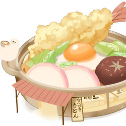This is a pixiv picture whose title is 鍋焼きうどん.