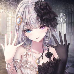 This is a pixiv picture whose title is 「どちらの手が好き？」.