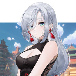 This is a pixiv picture whose title is 申鶴.