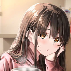 This is a pixiv picture whose title is 「一口飲む？」.
