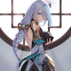 This is a pixiv picture whose title is 申鶴.