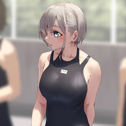 This is a pixiv picture whose title is 髪色で目立っちゃう子.