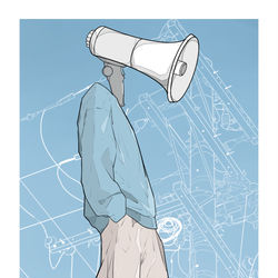 This is a pixiv picture whose title is 『メガフォン』.