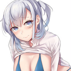 This is a pixiv picture whose title is 前かがみ涼月.