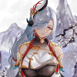 This is a pixiv picture whose title is 申鶴.