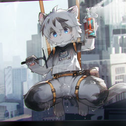 This is a pixiv picture whose title is 高空玻璃清洁.