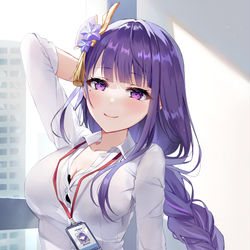 This is a pixiv picture whose title is 雷電将軍 OL.