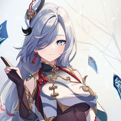 This is a pixiv picture whose title is 申鶴.