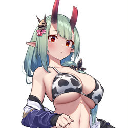 This is a pixiv picture whose title is 牛柄ビキニのあかりちゃん.