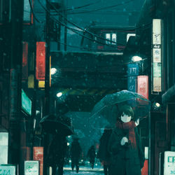 This is a pixiv picture whose title is 雪灯り.