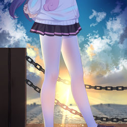 This is a pixiv picture whose title is 独角兽-夕阳里散步.