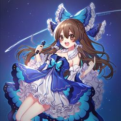 This is a pixiv picture whose title is 🦋霊夢🦋.