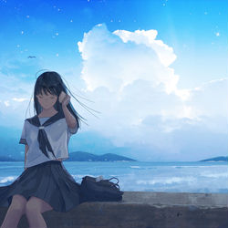 This is a pixiv picture whose title is 海の音.