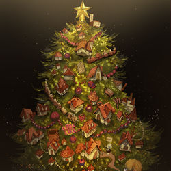This is a pixiv picture whose title is クリスマスツリーの街.