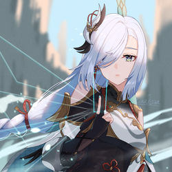 This is a pixiv picture whose title is 申鶴.
