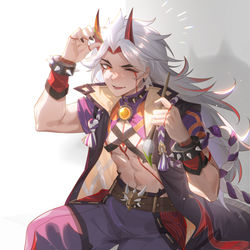 This is a pixiv picture whose title is 【原神】荒泷炫彩彩虹角一斗.