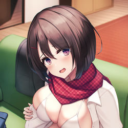 This is a pixiv picture whose title is 水着マフラー幼馴染ちゃん.