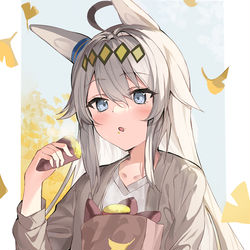 This is a pixiv picture whose title is 焼き芋を食べるオグリ.