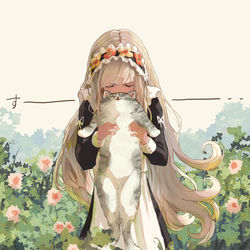 This is a pixiv picture whose title is 猫吸いメイド.