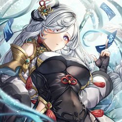 This is a pixiv picture whose title is 申鶴.