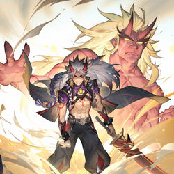 This is a pixiv picture whose title is 荒泷战损（？）一斗.