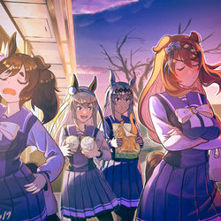 This is a pixiv picture whose title is タマ「はい！スーパークリークです！」.