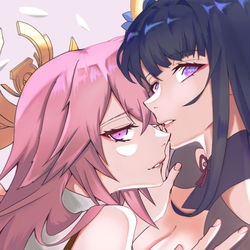 This is a pixiv picture whose title is 神と神子(巫女).