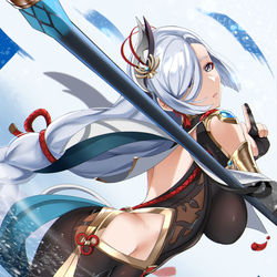 This is a pixiv picture whose title is Shenhe Genshin Impact!.