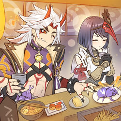 This is a pixiv picture whose title is 荒瀧・九条裟羅に子どもっぽいイタズラしてほしい・一斗.