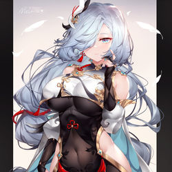This is a pixiv picture whose title is 申鹤全身.