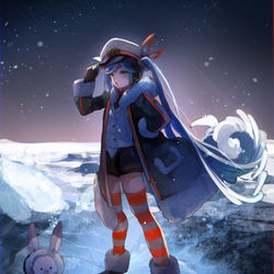 This is a pixiv picture whose title is 雪ミクちゃん🦀.