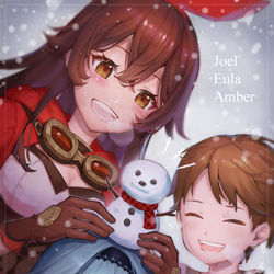 This is a pixiv picture whose title is 雪だるま！.