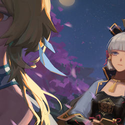This is a pixiv picture whose title is 神里绫华 x 荧.