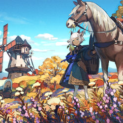 This is a pixiv picture whose title is 道草.