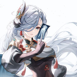 This is a pixiv picture whose title is 申鶴.