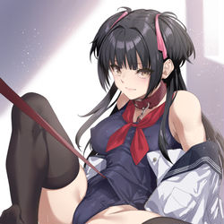 This is a pixiv picture whose title is スク水の水抜き穴の活用法.
