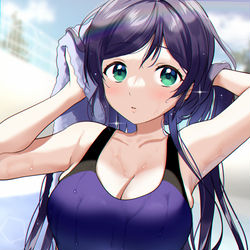 This is a pixiv picture whose title is 冬といえば競泳水着！.