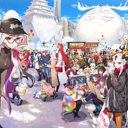 This is a pixiv picture whose title is 英霊巡遊冬の公園編.