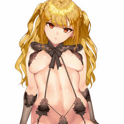 This is a pixiv picture whose title is 黒下着？.