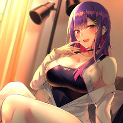This is a pixiv picture whose title is 「ねぇー先輩ちゃんと聞いてます？」.