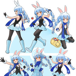 This is a pixiv picture whose title is 100枚チャレンジ　ぺこちゃん×ポケモン編.
