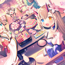 This is a pixiv picture whose title is 夜桜宴会.