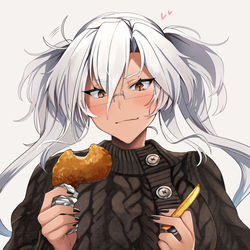 This is a pixiv picture whose title is うまいものを食べると子供みたいな一面をみせてくれる.