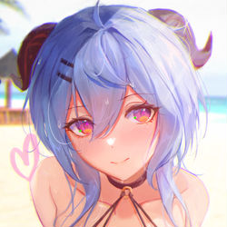 This is a pixiv picture whose title is 水着甘雨.