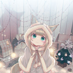 This is a pixiv picture whose title is ホワイトクリスマスなきなこ描いたよ🎄🎁🐈.