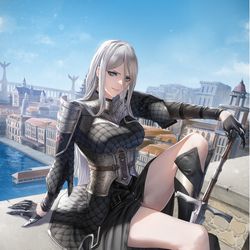 This is a pixiv picture whose title is 女騎士.