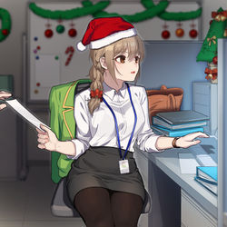 This is a pixiv picture whose title is クリスマスイブにもやっぱり残業だったちひろさん。.